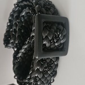 Be&D Soft Woven Leather Belt with Integrated Metal Chain Size L